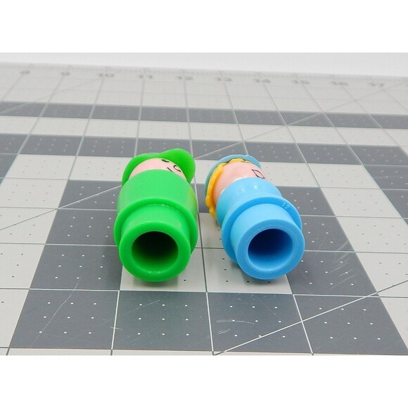 Fisher Price Little People Toys Lot 2 Tall Stewardess Pilot Light Blue Green - Picture 6 of 6